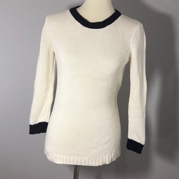 Ann Taylor Loft Sweater Pull Over {Black & Cream} - Picture 2 of 4